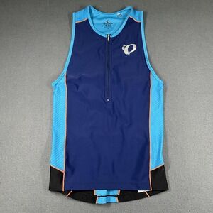 Pearl Izumi Elite Cycling Jersey Tank Womens M Blue 1/4 Zip Sleeveless Bike Top